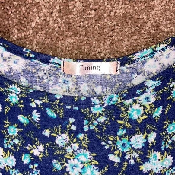 Timing blue and green floral print preppy lightweight dress - Picture 5 of 13